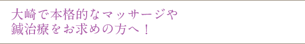 大崎で本格的なマッサージや鍼治療をお求めの方へ!